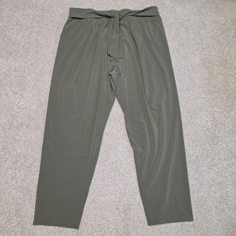 ADAY Easy Days High-Waisted Tie Front Tapered Jogger Pants Olive Green Sz XL
